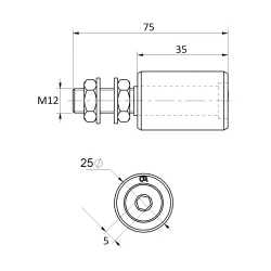 Nylonový vodiaci valček ø25, H-35mm, závit M12 pre horné vedenie posuvnej brány Nylonový vodiaci valček ø25, H-35mm, závit M12 pre horné vedenie posuvnej brány